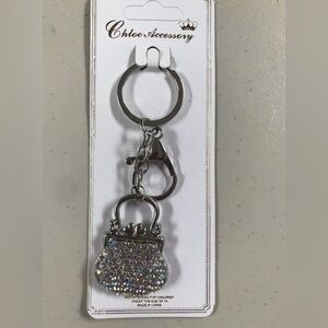Silver Keychain with Purse Charm